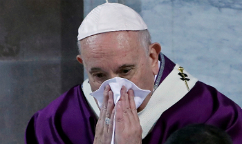 Image of Pope Francis is sick with a cold, but Coronavirus looms over Italy. The Church will be impacted by the outbreak. 
