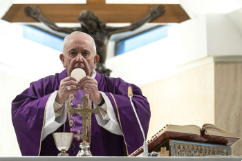 Image of Pope Francis offers Mass in Casa Santa Marta March 10 2020
