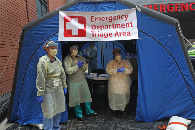 Image of Hospitals are having to improvise as more patients arrive than they can handle. 