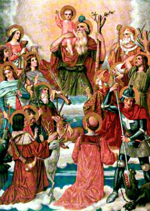 Image of The Fourteen Holy Helpers' intercession was first invoked in Germany during the plague.