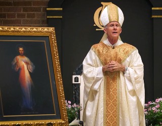 Image of Bishop Strickland during Sunday Mass.