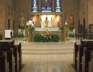 Image of Bishop Strickland during Sunday's live Mass.