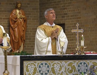 Image of Bishop Strickland during a Sunday Mass.