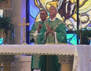 Image of Bishop Strickland during a Sunday Mass.