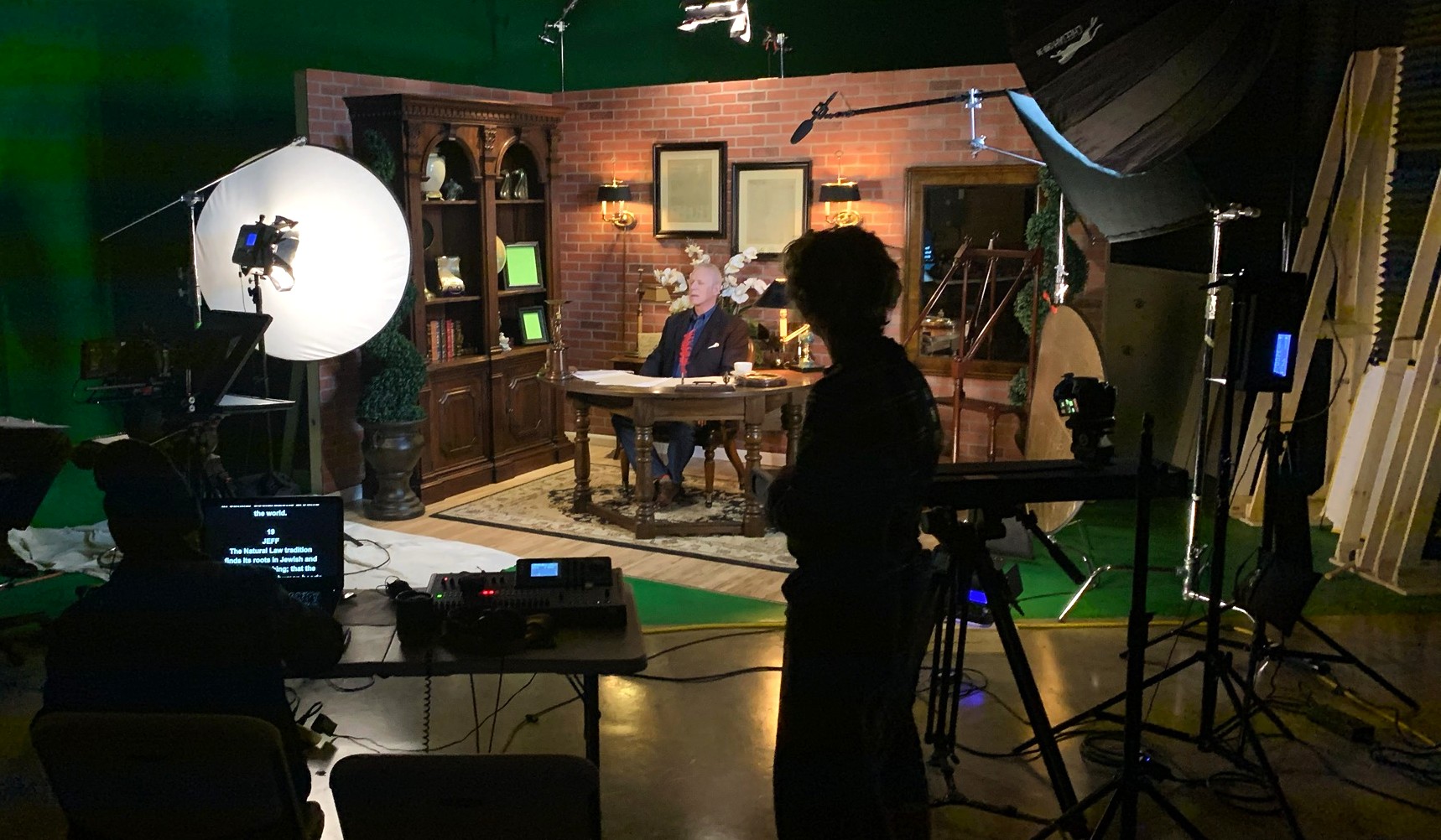 Image of Jeff Lemucchi on set during the filming of a lesson for The Constitution of the United States of America with 'Certificate of Completion.'