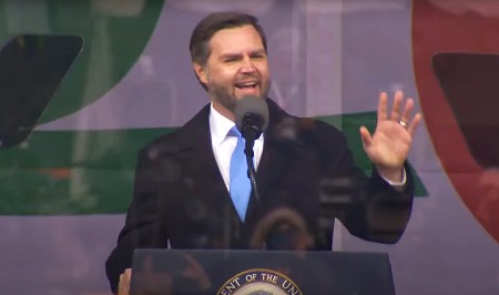 Image of Vice President JD Vance gave a moving speech in his first public event since taking the oath of office. (YouTube @NewsNation)
