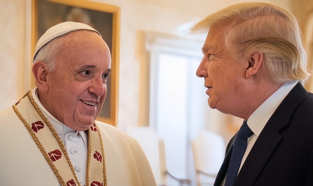 Image of An AI rendering of Pope Francis and Donald Trump.

