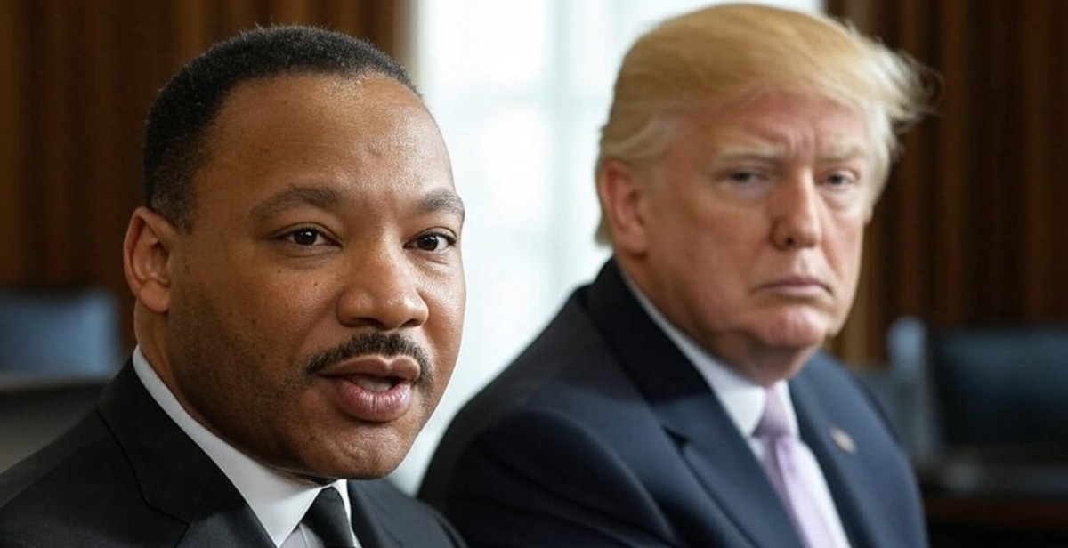 Image of An AI rendering of Martin Luther King Jr and Donald Trump together.