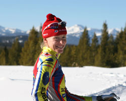 Image of U.S. OLYMPIAN IN CROSS-COUNTRY SKIING EVENT – Rebecca Dussault of Gunnison, Colo., is a part of the U.S. cross-country ski team for the 2006 Winter Olympics in Turin, Italy, which began Feb. 10 (CNS photo courtesy Sharbel Dussault)
