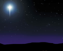 Image of FEAST OF CHRISTMAS – The star of Bethlehem shines in this illustration titled 