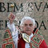 Image of POPE BLESSES PALM FRONDS WITH HOLY WATER - Pope Benedict XVI blesses palm fronds with holy water before celebrating Palm Sunday Mass in St. Peter's Square at the Vatican April 1. (CNS photo/Alessandro Bianchi, Reuters) 

