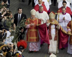 Image of A massive crowd of Pilgrims walked along with Pope Benedict XVI on this Palm (Passion) Sunday in Rome. The Holy Father invited all the pilgrims to follow the crowds of young men and women who had come to Rome for preliminary 