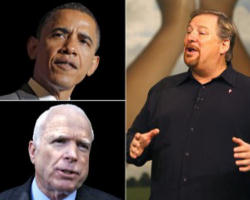 Image of Senator John McCain rose to the occasion with an unexpectedly clear, convinced and compelling defense of life, marriage, family and authentic freedom.At the Saddleback Forum, Pastor Rick Warren and Senator John McCain both took the Gold.