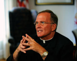 Image of Catholic University of America is a Pontifical University and a significant academic center for the global mission of the Catholic Church in the United States and beyond. It was one of the sites selected by Pope Benedict XVI during his historic visit to the United States. Pictured: Pope Benedict XVI with Catholic University of America President Fr. David O'Connell. 