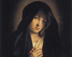 Image of Detail of the Rosary Madonna by the Tyrolean sculptor Josef Mersa ca1905 in the parish church in: St. Ulrich in Greden