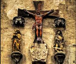 Image of Christians mark time by the great events of the Life, Death and Resurrection of Jesus Christ. We are always moving forward and toward His loving return. We mark our Christian culture with events of importance from the ongoing 'family', history of the Church. The members of that family were birthed from the wounded side of the Savior on the Cross-at Calvary’s hill. 