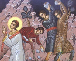Image of Yesterday we celebrated the birth in time of our eternal King. Today we celebrate the triumphant suffering of his soldier.Yesterday our king, clothed in his robe of flesh, left his place in the virgin’s womb and graciously visited the world. Today his soldier leaves the tabernacle of his body and goes triumphantly to heaven.