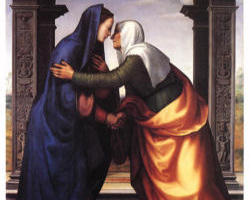 Image of I suspect Mary was overjoyed at the news of Elizabeth’s pregnancy, and couldn’t wait to get there and share the wonder of it all with her.  Now the two of them could delight in each other’s miracles and bask in the glory of God and all He had done by His power alone.  I can easily imagine them hugging and laughing and fussing over each other.
