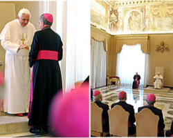 Image of (Pope Benedict XVI) 'If the full saving message of Christ is to be presented effectively and convincingly to the world, the Catholic community in your country needs to speak with a united voice.'