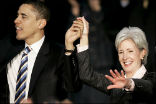 Image of Sterilization is okay because it is cheaper than having children. President Obama and HHS Secretary Sebelius agree on the new regulatory scheme.