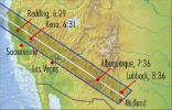 Image of Map of the May 20, 2012 eclipse. The shaded area will see a total annular eclipse. 