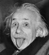Image of Albert Einstein in a candid photo op. 
