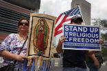 Image of Protesters across the nation are making a new stand for religious freedom and the protection of life. 