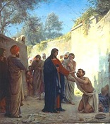 Image of Jesus casts out the demons.
