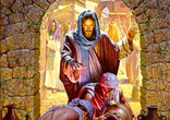 Image of Jesus turns water into wine,