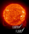 Image of Solar flares are much bigger than Earth, but they pose little danger thanks to our magnetic field. 
