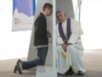 Image of Pope Francis famously heard confessions during World Youth Day in Brazil. 