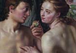 Image of Adam and Eve deny their creatureliness in the Edenic Paradise, desiring to be as gods without God, and thus commit original sin.