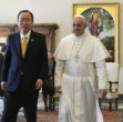 Image of Pope Francis addressed UN Secretary General Ban Kai Moon at the Vatican today. 