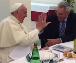 Image of Pope Francis and James Robison: Two Christian brothers exchanging a jovial and hopeful moment