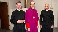 Image of Father Kenneth Walker, 29, and Father Joseph Terra, 56, with Bishop Thomas Olmstead (right) in May.