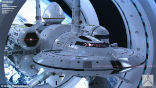 Image of A ship capable of traveling faster than light has been conceptualized and mocked-up by scientists in this graphic. 