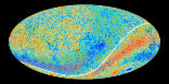 Image of A map of the cosmic background radiation which permeates the universe. Note the 