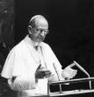 Image of Pope Paul VI addresses the UN during his 1965 appeal for peace.