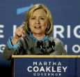 Image of Clinton's claim was delivered during a speech for Martha Coakley. 