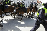 Image of Swedish protestors were run over by police on horseback during political protests earlier in the year.