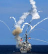 Image of The Destroyer USS The Sullivans during its missile launch.