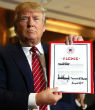 Image of Donald Trump holds the signed loyalty pledge.
