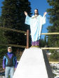 Image of Big Mountain Jesus statue looks upon the earth.