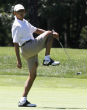 Image of Obama enjoys playing golf on the weekends. Is this what he will be doing on Saturday? 