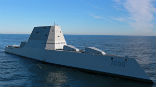 Image of The Navy plans to install the gun on its new Zumwalt class destroyers. 