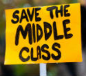 Image of The middle class is shrinking because their pay has declined while costs increase. 