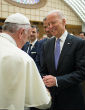Image of Pope Francis and Joe Biden talk cancer research at Vatican.