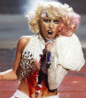 Image of Lady Gaga upset about Catholic Church comments on her lifestyle.