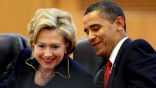 Image of Obama has endorsed Hillary Clinton, in spite of the fact she is the subject of a criminal investigation. 
