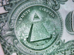 Image of The dollar bill is rumored to contain Illuminati symbols such as the pyramid. 